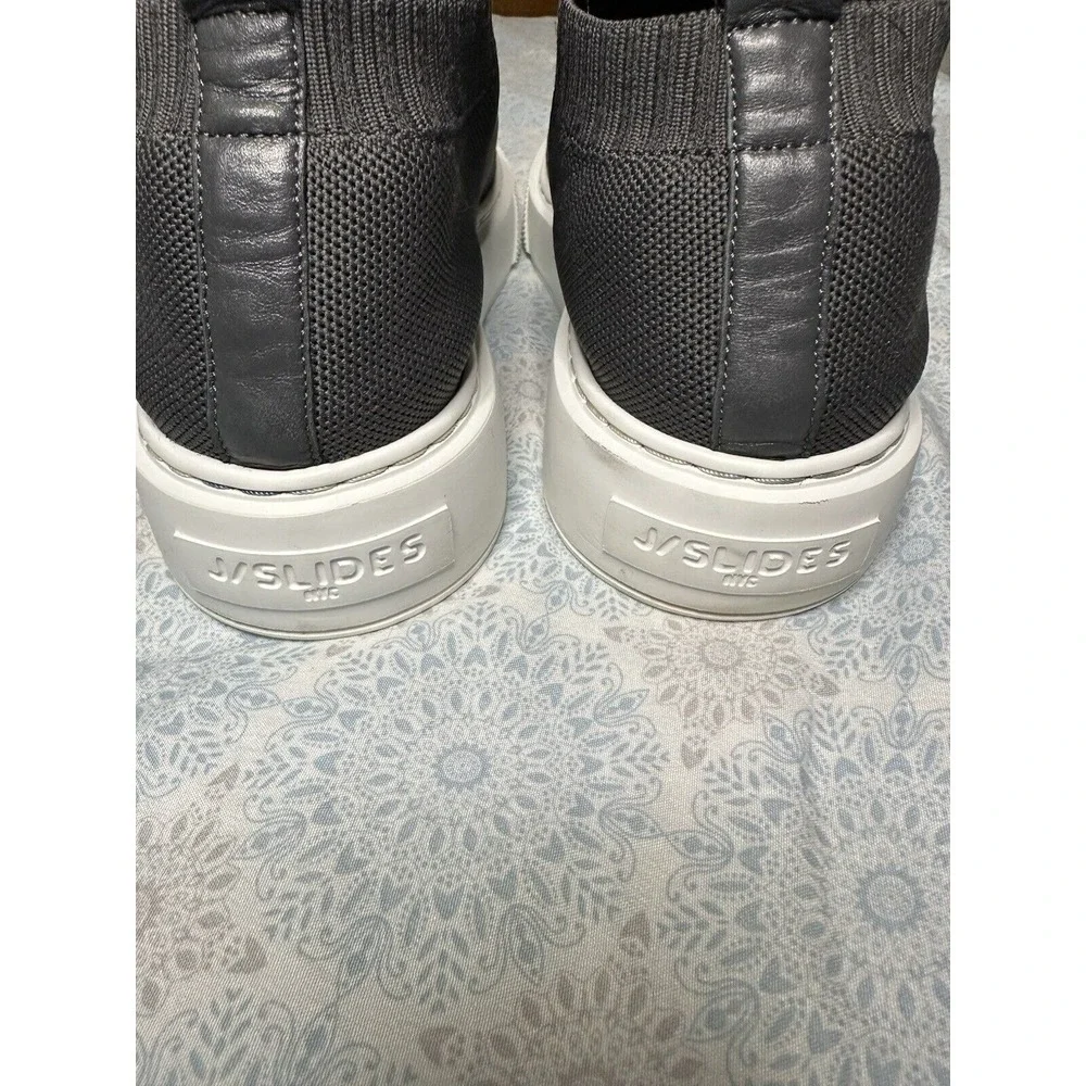 J/Slides NYC Dark‎ Grey Stretch Knit Slip On Platform Sneakers Womens 8